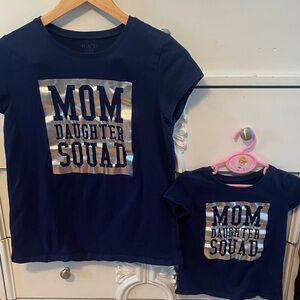 PLACE Navy and Silver Mom Daughter Squad Tee